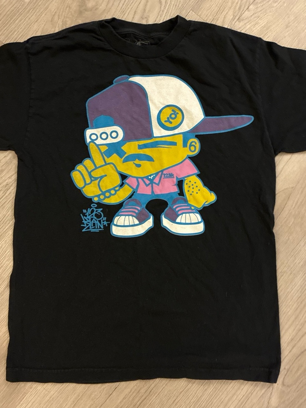Mens Graphic Tee with Yellow & Purple Street Character